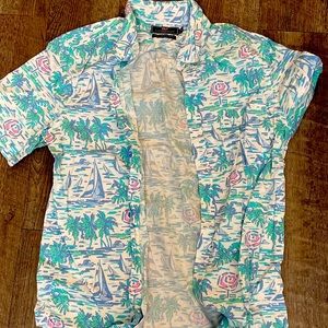 Vineyard Vines Slim Fit Murray Shirt Men’s Medium Blue Tropical Hawaiian